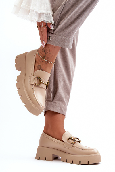Mocassins Femme Avec Ornement Beige Peuria