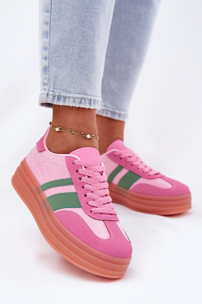 Baskets basses sur plateforme roses Ovivene
