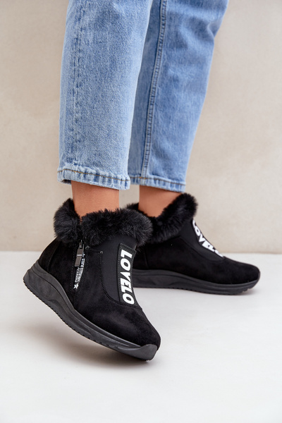 Baskets Bottines Femmes Avec Fourrure Noires Zeriana