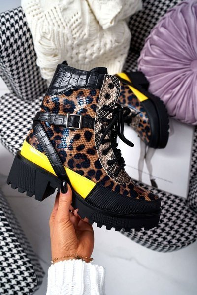 Női magas csizma Trappers Leopard Femida