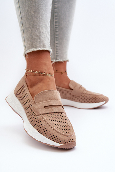 Női platform mokaszin bézs Eco Suede Inesqua színben