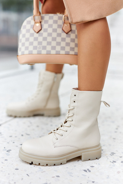 Bottes Plates Pour Femmes Workers Beige Rozelle