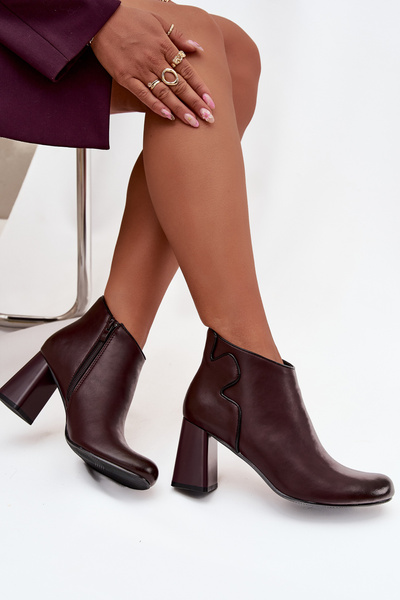 Bottes en cuir doublées à talon Bordeaux Ivessara