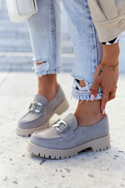 Mocassins Tendance en Daim Gris clair Rayhan