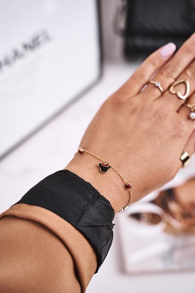 Bracelet Avec Pendentifs Zircon Cubique Rouge Or Minnie