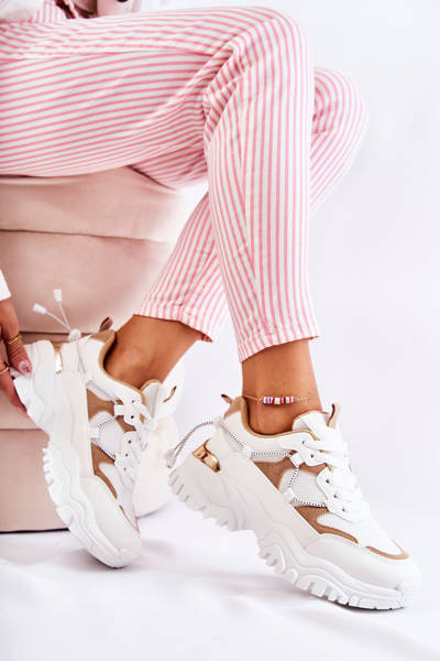 Chaussures de Sport Textile à la Mode Beige et Blanc Amariso