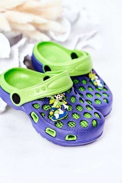 Papuci de spumă pentru copii crocs jupiter verde-bleumarin