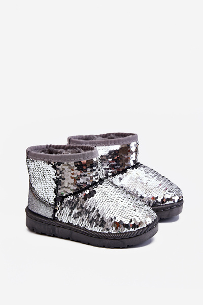 Silberne Pailletten-Schneestiefel für Kinder Shard