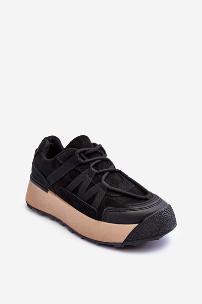 Chaussures de sport en daim pour femmes sur plateforme noir Rohan