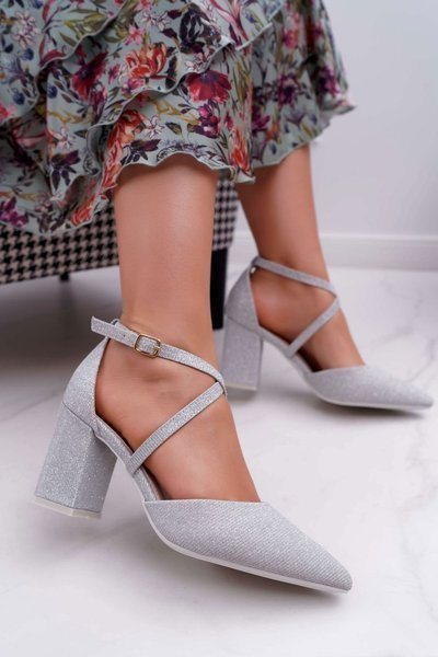 Moteriškos „Stiletto“ pompos „Brocade Silver Perset“.