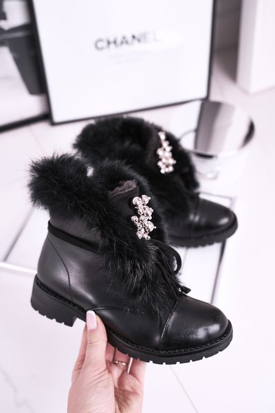 Kinderstiefel mit Fleece-Futter Schwarz Ella