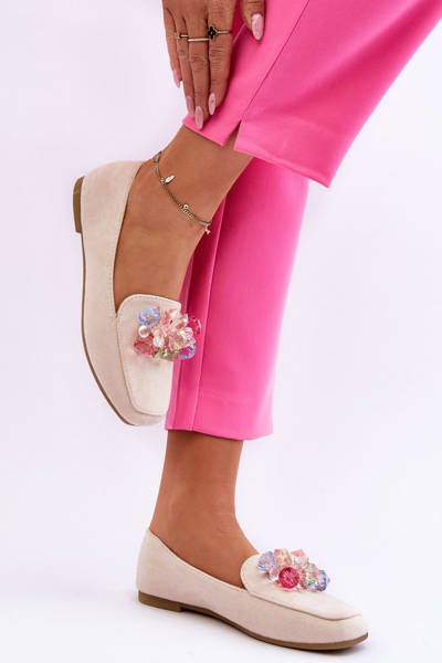 Wildleder-Loafer mit verzierten Kristallen Beige Arvilla