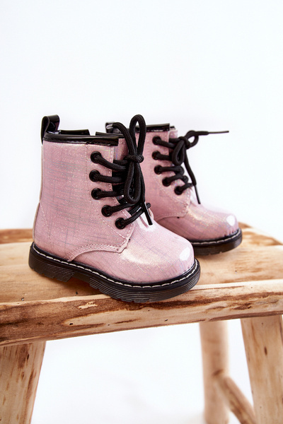 Bottes Chauffantes Enfant avec Fermeture Éclair Laquées Rose Goopy