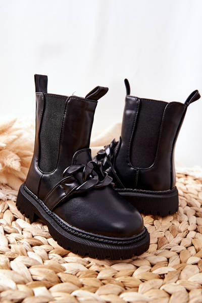 Children's Boots Insulated Chain Black Hinea