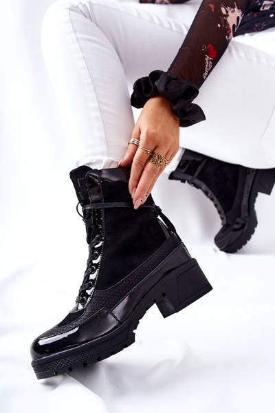 Schwarze Meridiah-Lederstiefel
