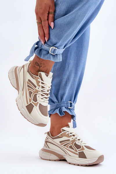 Chaussures de Sport à Lacets Femme Beige Emare