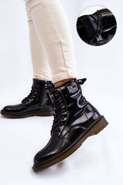 Bottes Laquées Femme Isolées GOE II2N4050 Noir
