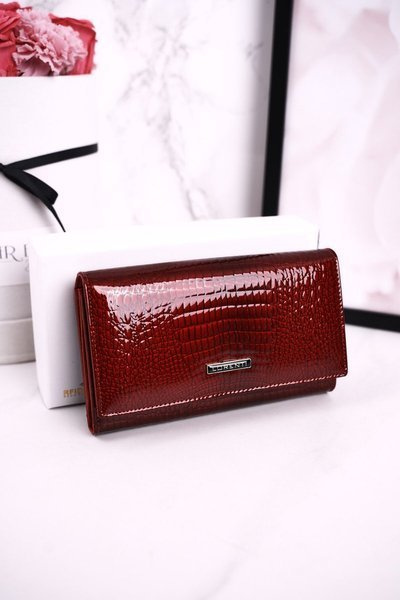 Portefeuille Femme Moyen Cuir LORENTI Rouge Verni