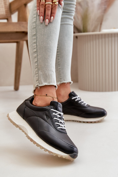 Baskets pour femmes chaussures de sport en cuir écologique Big Star OO274024 Hi-Poly System noir