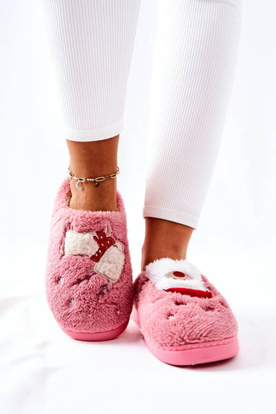 Karácsonyi papucs Mikulás és rénszarvas rózsaszín