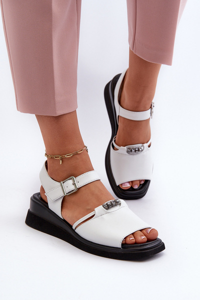 Sandales à plateforme en cuir pour femmes blanc Katte