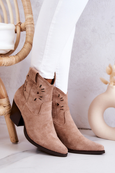Bottes Cowboy Femme Daim Beige Devon