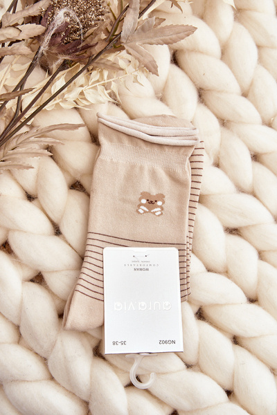 Chaussettes pour femmes à motifs beige clair