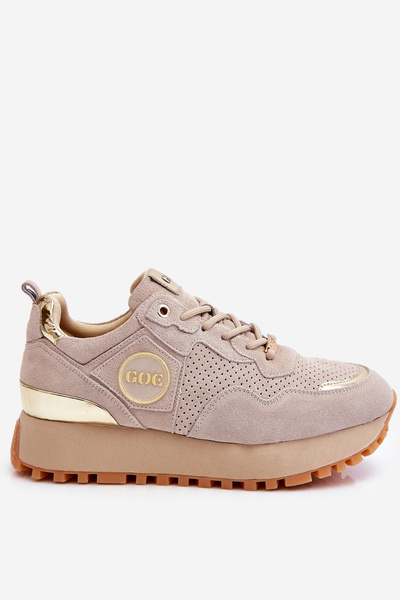 Women's Suede Platform Sports Shoes GOE LL2N4001 Beige