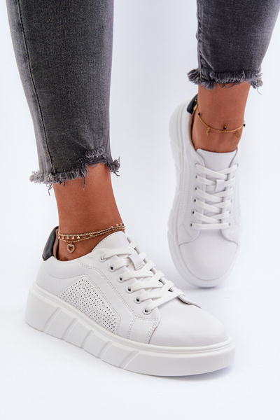 Baskets à plateforme en cuir blanc pour femme Gatira
