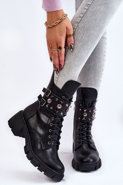 Női cipzáras magas csizma fekete Kastella