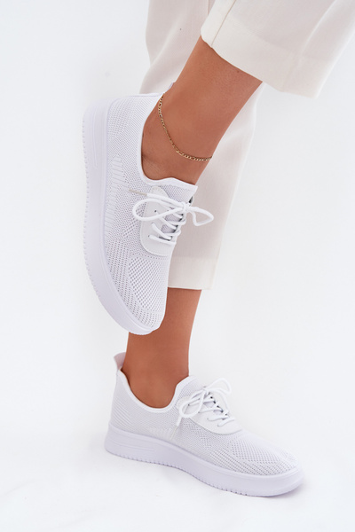 Pantofi sport din material alb pentru femei pe platformă Kalyra