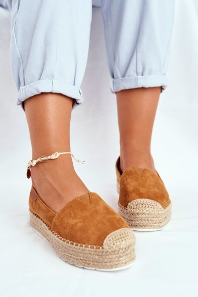 Espadrilles Plateforme Femme Lin Camel La Playa