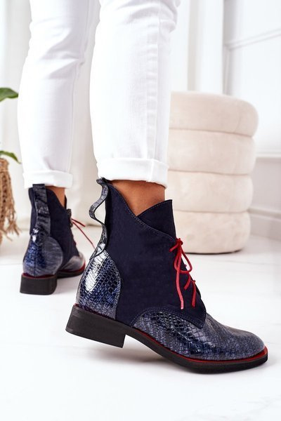 Cizme din piele cu un model de crocodil albastru bleumarin Cheyenne