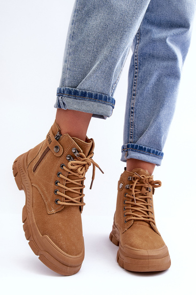 Damen Gefütterte Wildleder-Trapperstiefel Camel Jailina