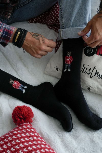 Chaussettes Hommes Ourson Avec Lunettes Noires