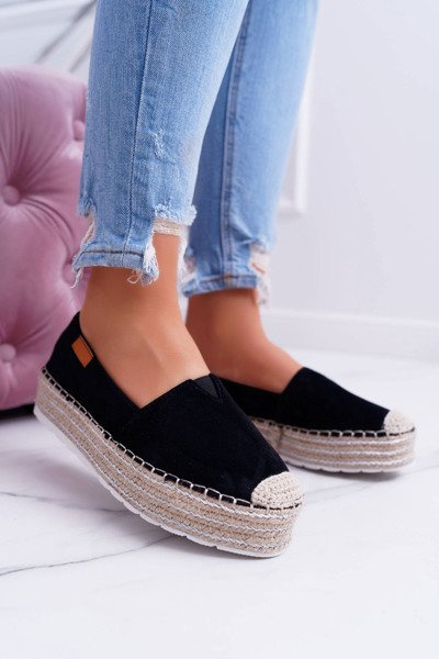 Black Suede Slip-on Espadrilles Mariako