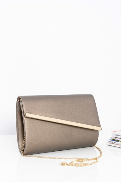 Fashionable Ladies' Licensed Clutch Bag On Gold Chain Dark Gold