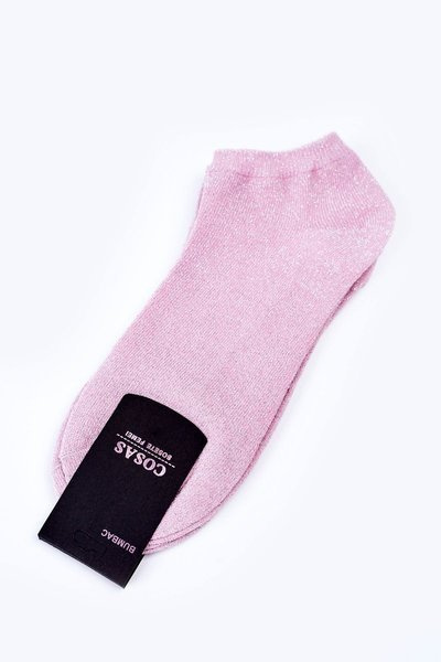 Double Pack Women's Ankle Socks With Silver Thread COSAS Pink