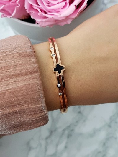 Brățară de oțel pentru femei cu patru zircoane Rose Gold Avior