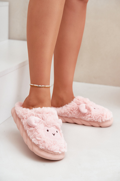 Chaussons Fourrés À Motif Mouton Rose Phaeia Femme