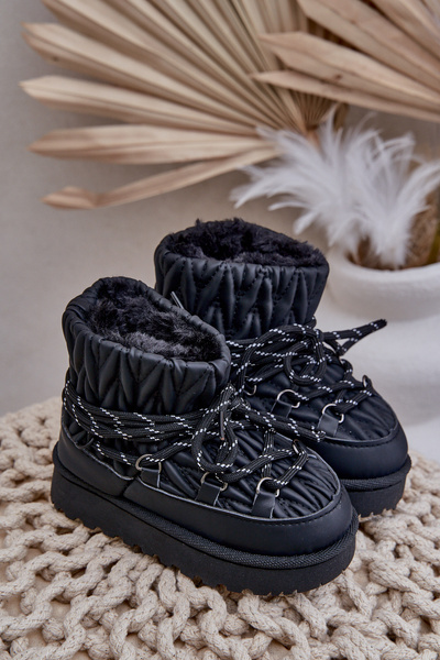 Children's Insulated Snow Boots With Thick Fur Black Nastira