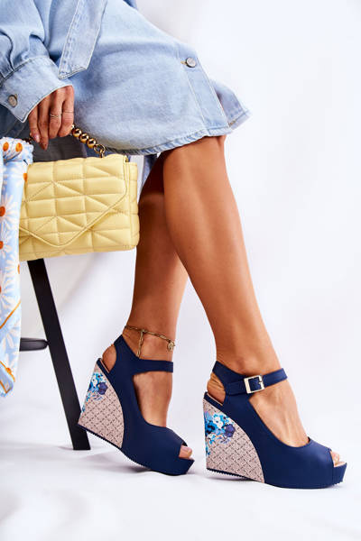 Marineblaue Nemesis-Keilsandalen für Damen