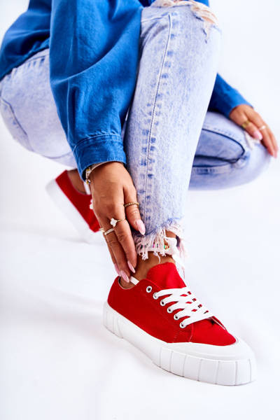 Damen Turnschuhe Auf Der Plattform Rot Kommt