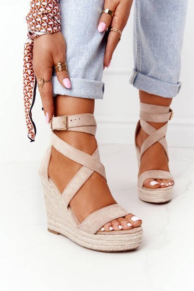 Wedge Sandals With Braids Beige Lanzarote