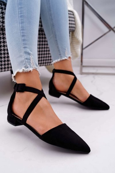 Ballerines pointues en daim pour femmes noires Vontare