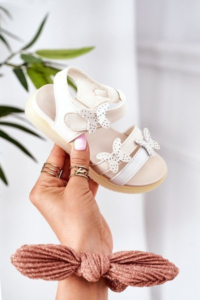 Kinder Schmetterling Klettverschluss Sandalen Weiß Malvika