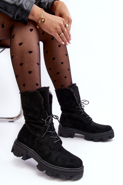 Cizme din piele captusite Black Frendo