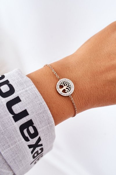 Baum des Lebens Celebrity Armband mit Zirkonias Rosa Gold