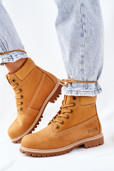 Cizme de drumeție din piele pentru femei Big Star II274447 Camel