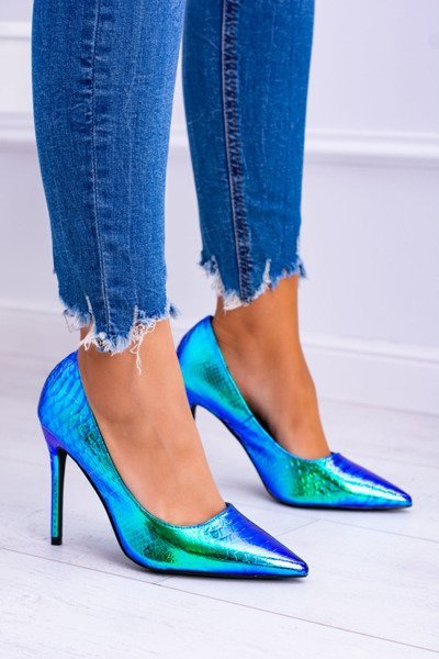 Lu Boo - Bottines à talons aiguilles Mylenn irisées - Pétrole